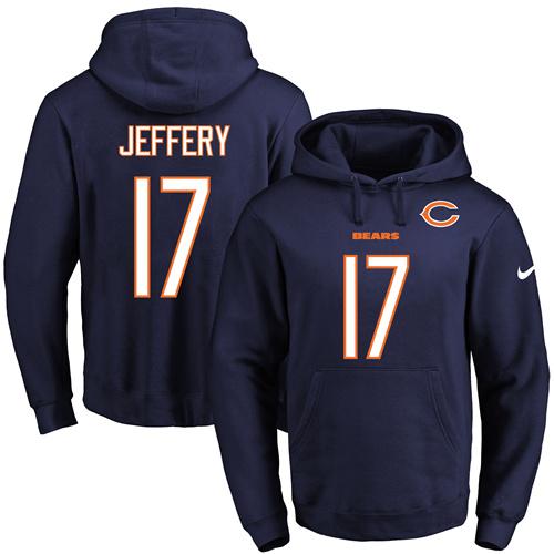 Nike Bears #17 Alshon Jeffery Navy Blue Name & Number Pullover NFL Hoodie - Click Image to Close